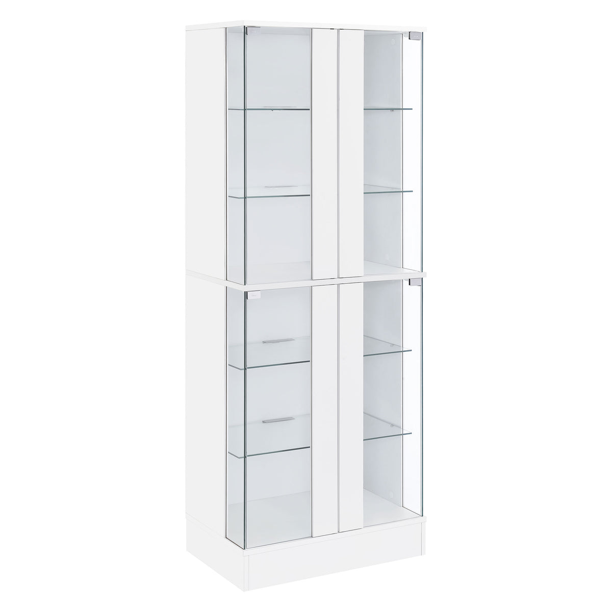 Coaster Cabra Display Case Curio Cabinet with Glass Shelves and LED Lighting White High Gloss Default Title