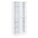 Coaster Cabra Display Case Curio Cabinet with Glass Shelves and LED Lighting White High Gloss Default Title