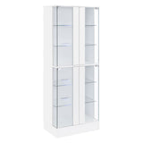 Coaster Cabra Display Case Curio Cabinet with Glass Shelves and LED Lighting White High Gloss Default Title