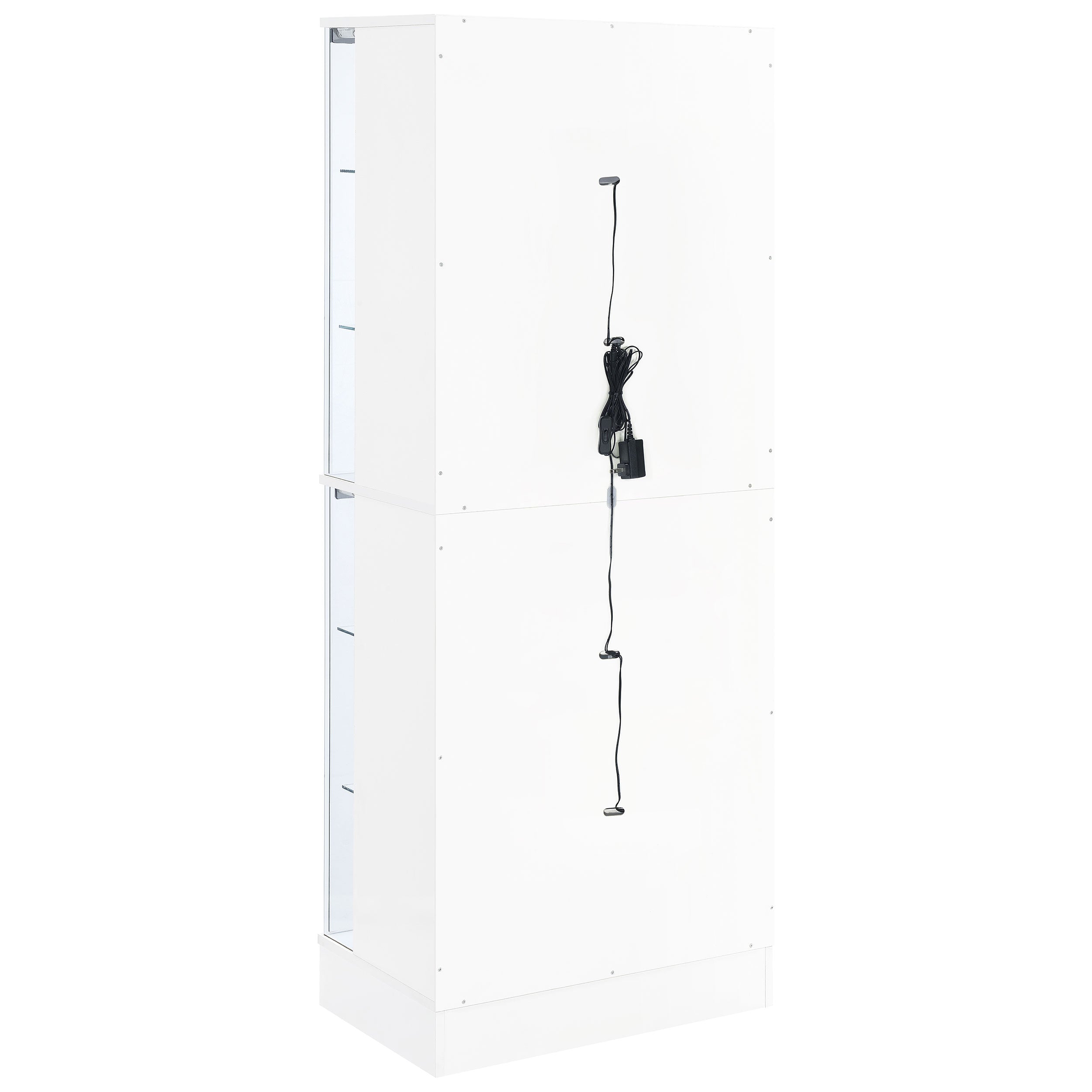 Coaster Cabra Display Case Curio Cabinet with Glass Shelves and LED Lighting White High Gloss Default Title