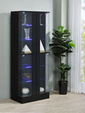 Coaster Cabra Display Case Curio Cabinet with Glass Shelves and LED Lighting Black High Gloss Default Title