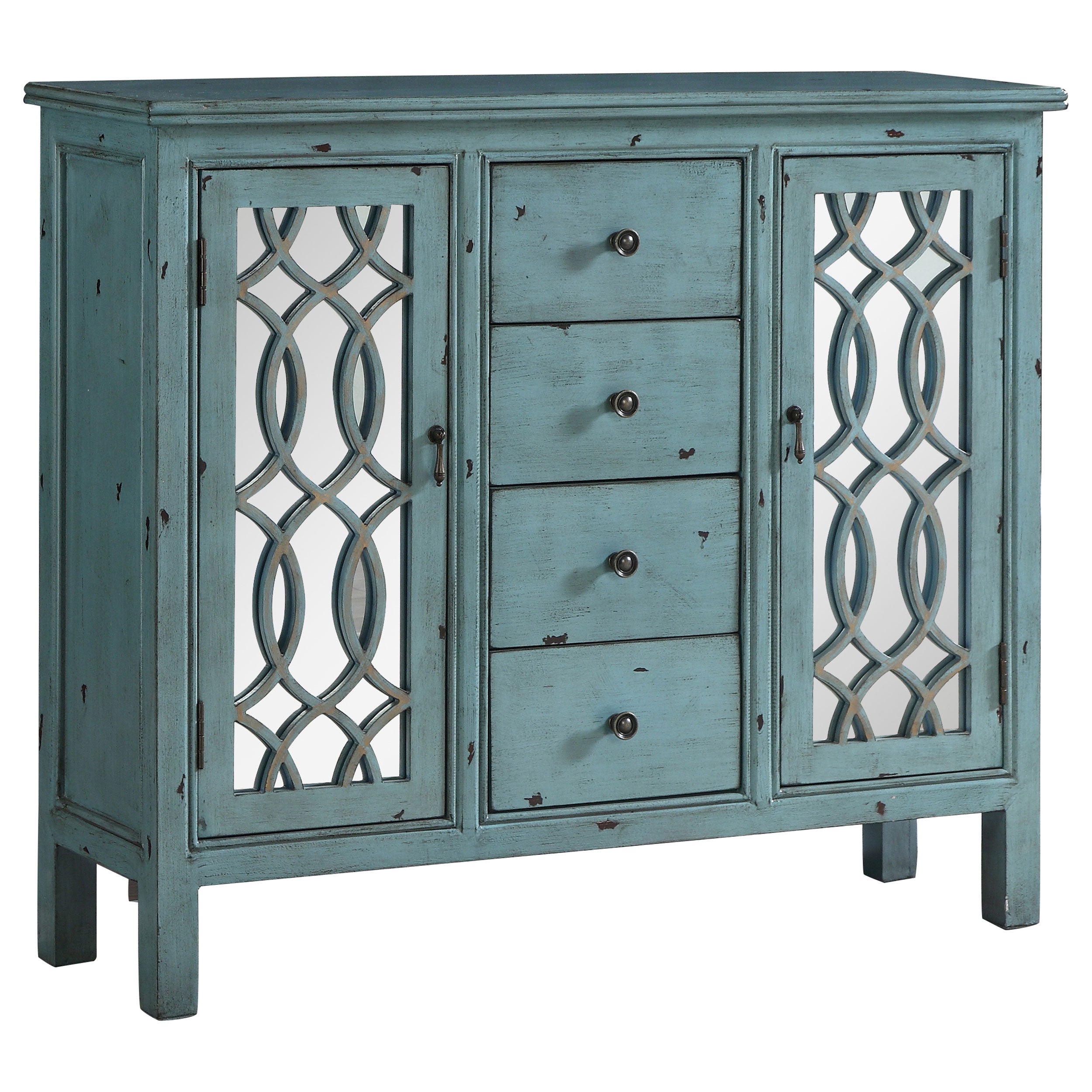 Coaster Rue 4-drawer Accent Cabinet Antique Blue Default Title