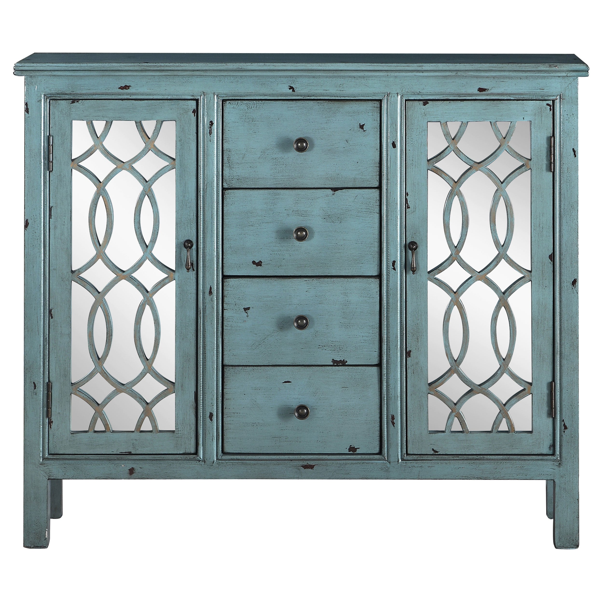 Coaster Rue 4-drawer Accent Cabinet Antique Blue Default Title