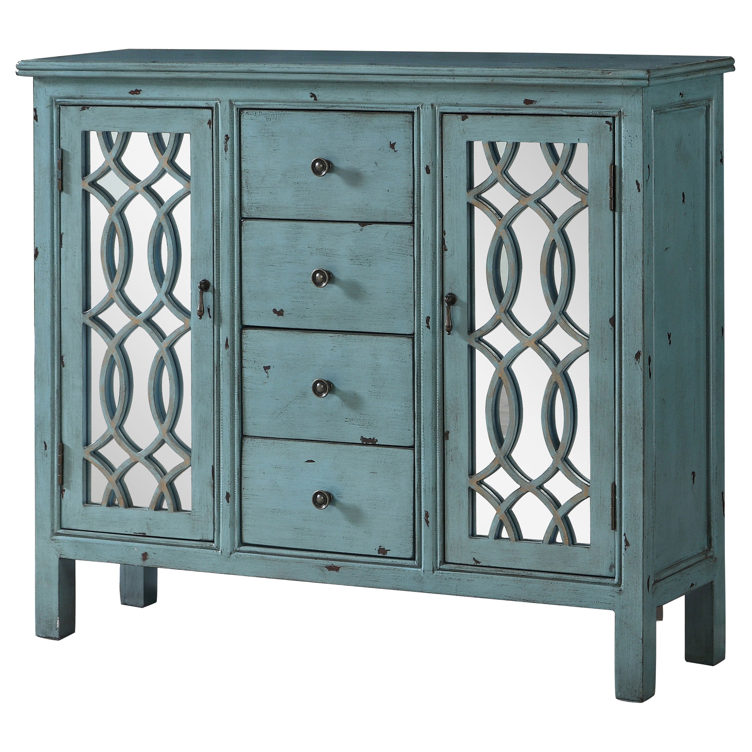 Coaster Rue 4-drawer Accent Cabinet Antique Blue Default Title