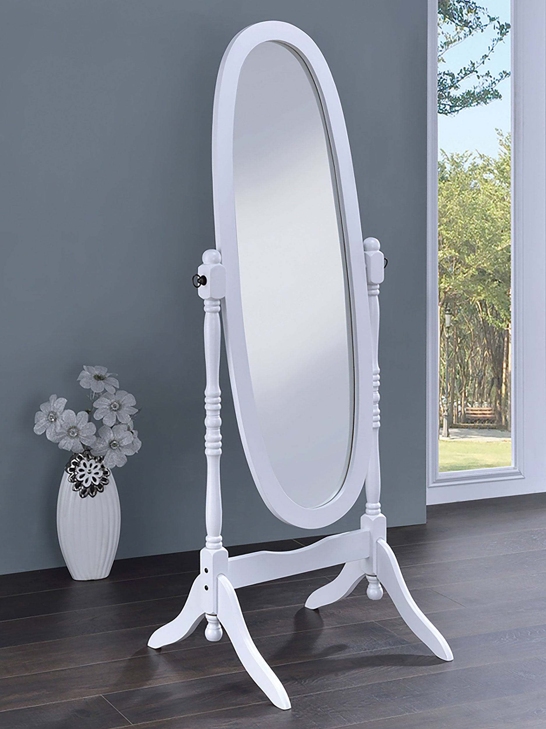 Coaster Foyet Oval Cheval Mirror White Default Title