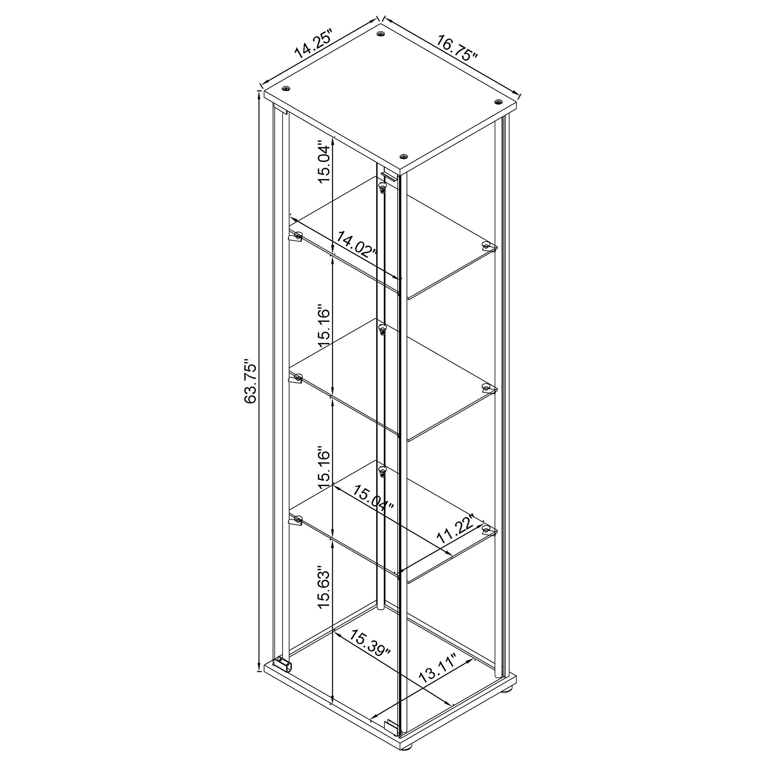 Coaster Bellatrix Rectangular 4-shelf Curio Cabinet White and Clear Default Title