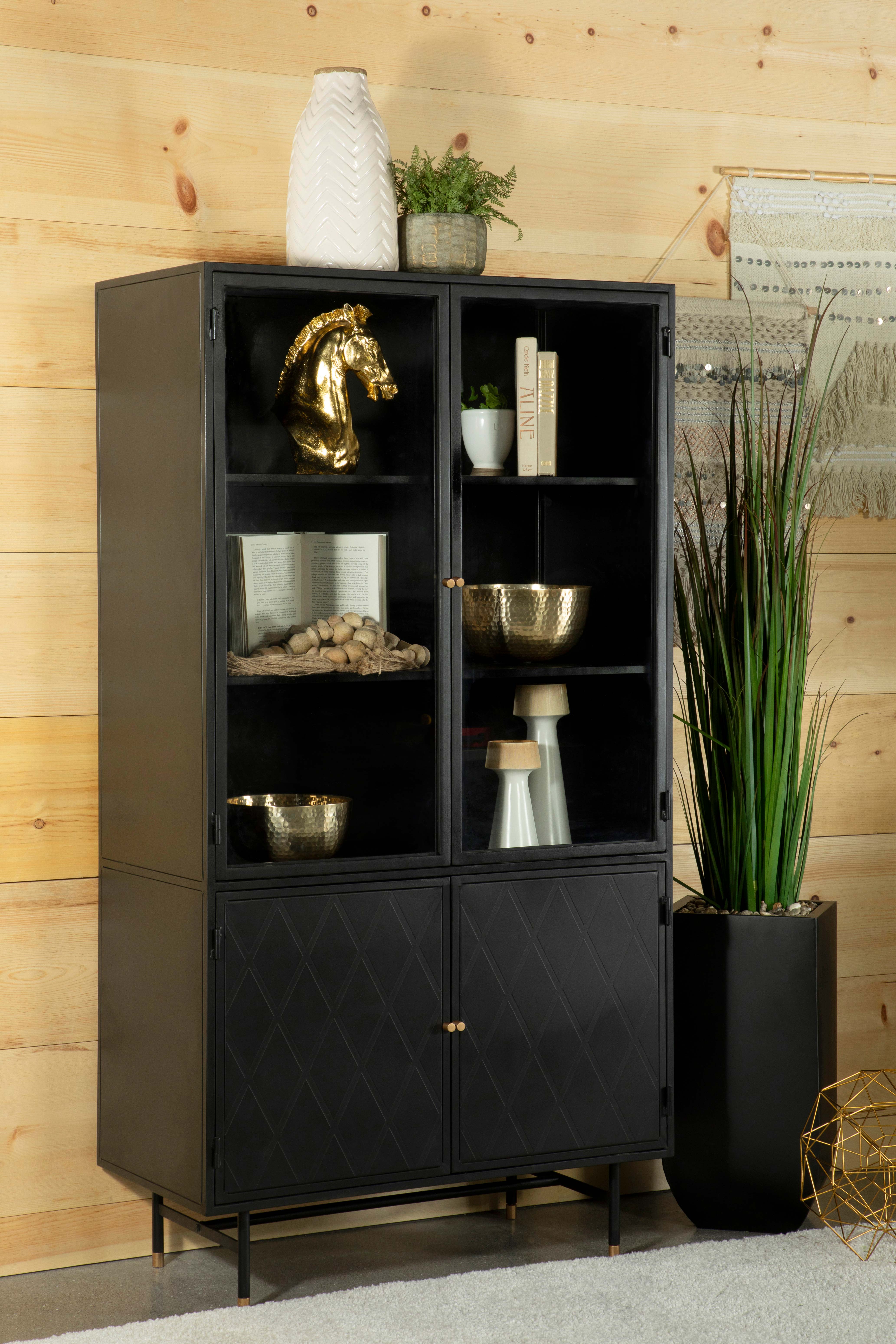 Coaster Santiago Rectangular 4-door Cabinet Matte Black Default Title