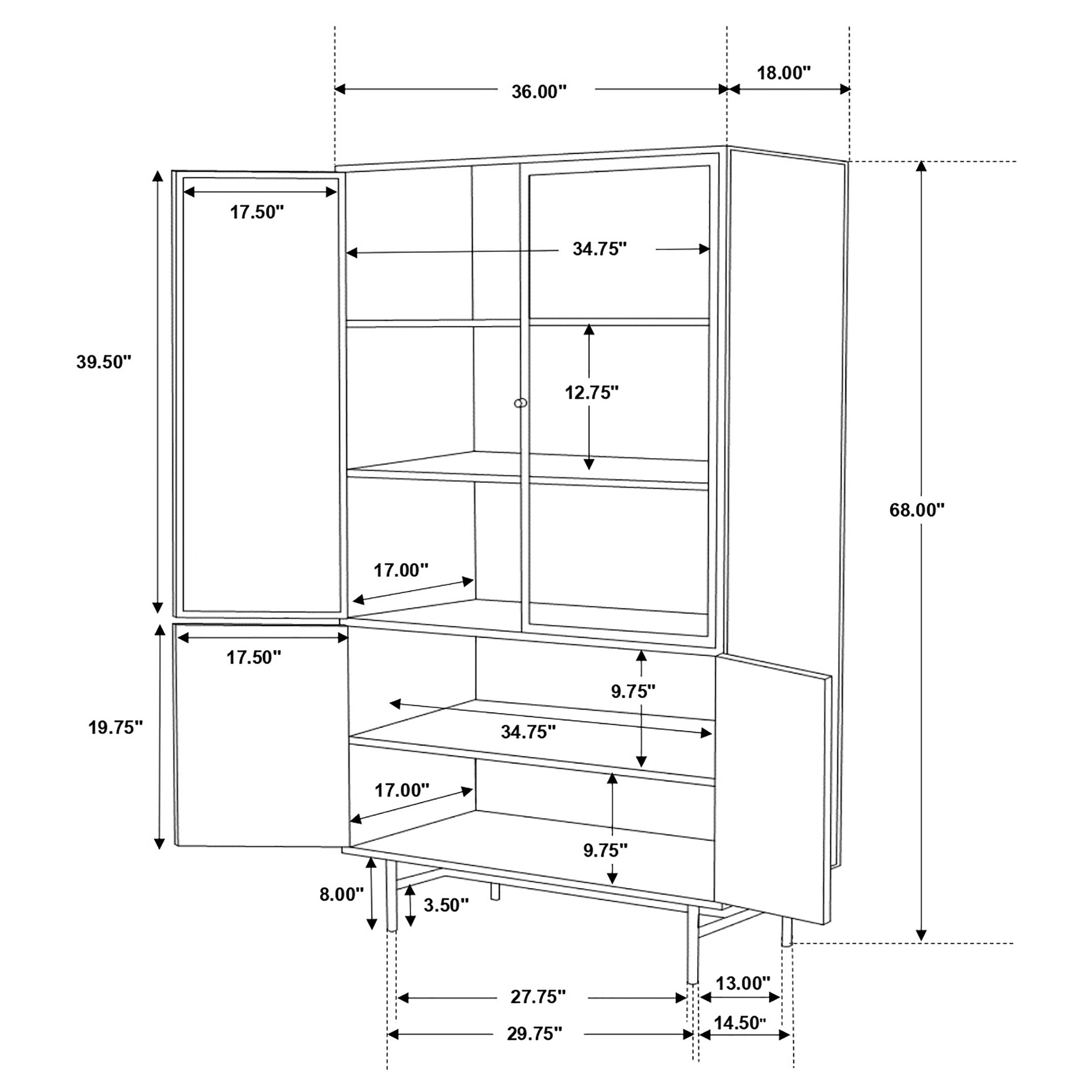 Coaster Santiago Rectangular 4-door Cabinet Matte Black Default Title