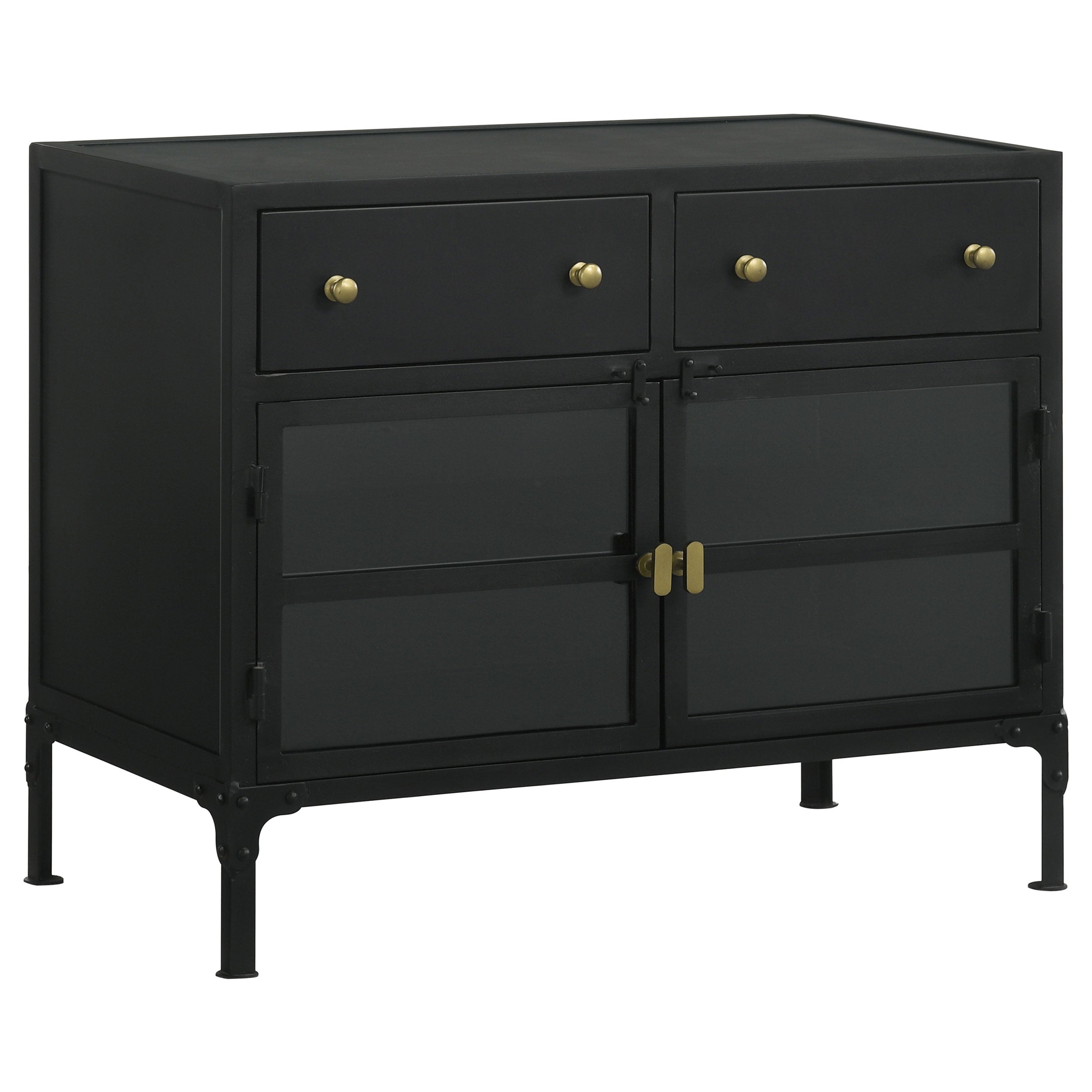 Coaster Sadler 2-drawer Accent Cabinet with Glass Doors Black Default Title