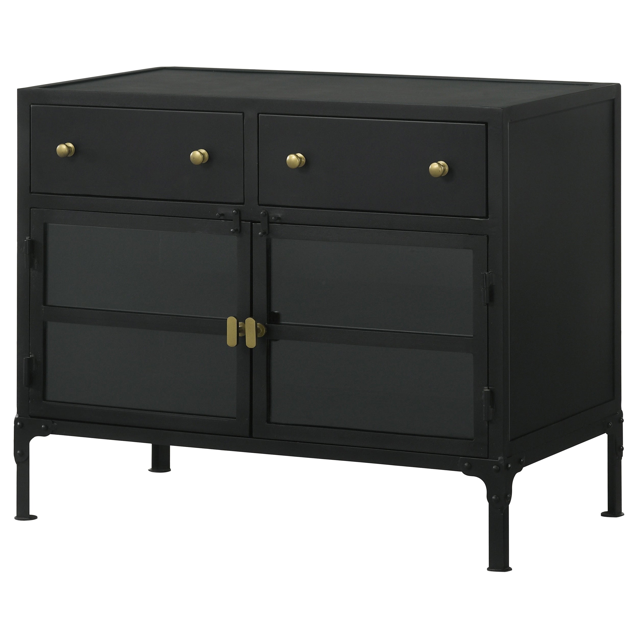 Coaster Sadler 2-drawer Accent Cabinet with Glass Doors Black Default Title