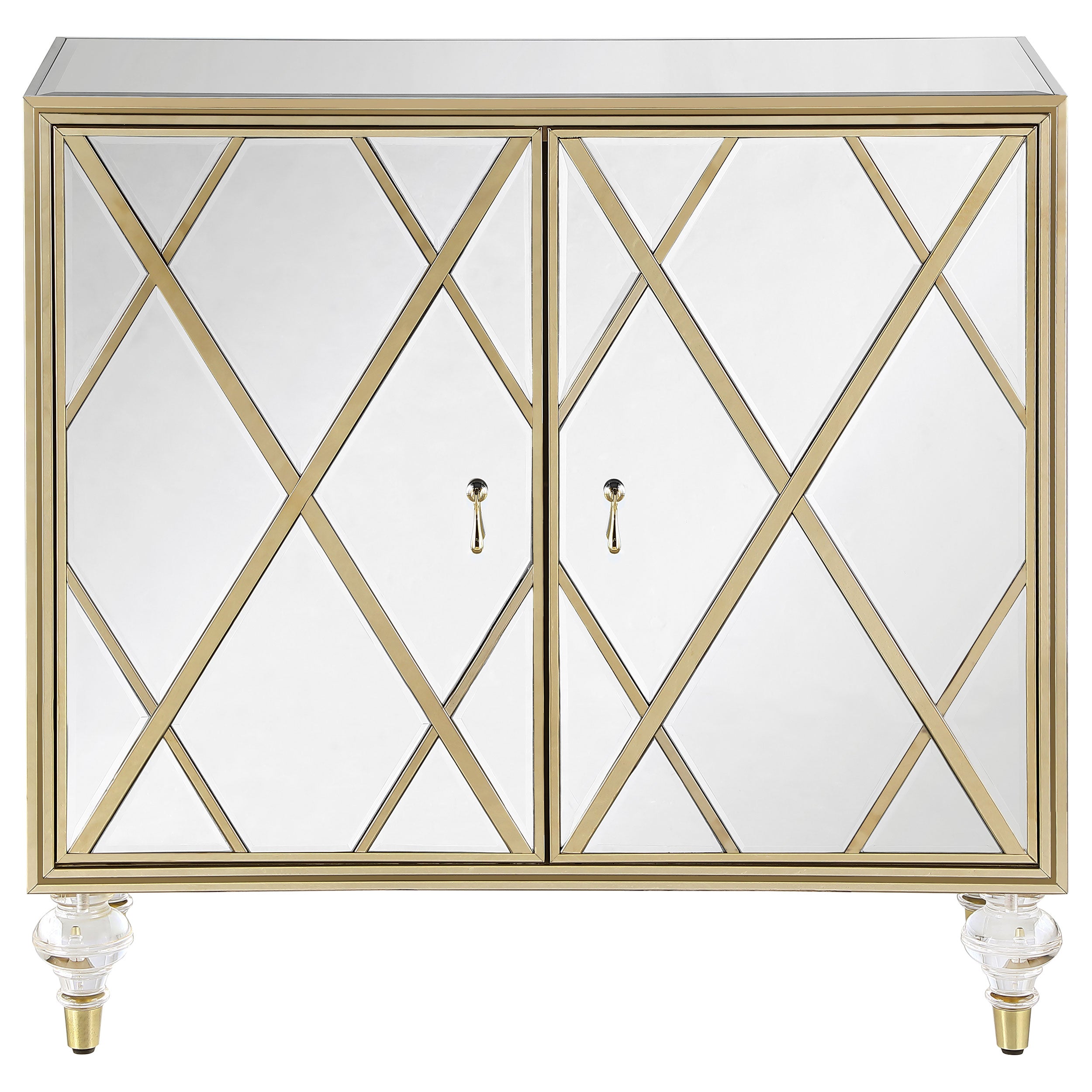 Coaster Astilbe 2-door Accent Cabinet Mirror and Champagne Default Title