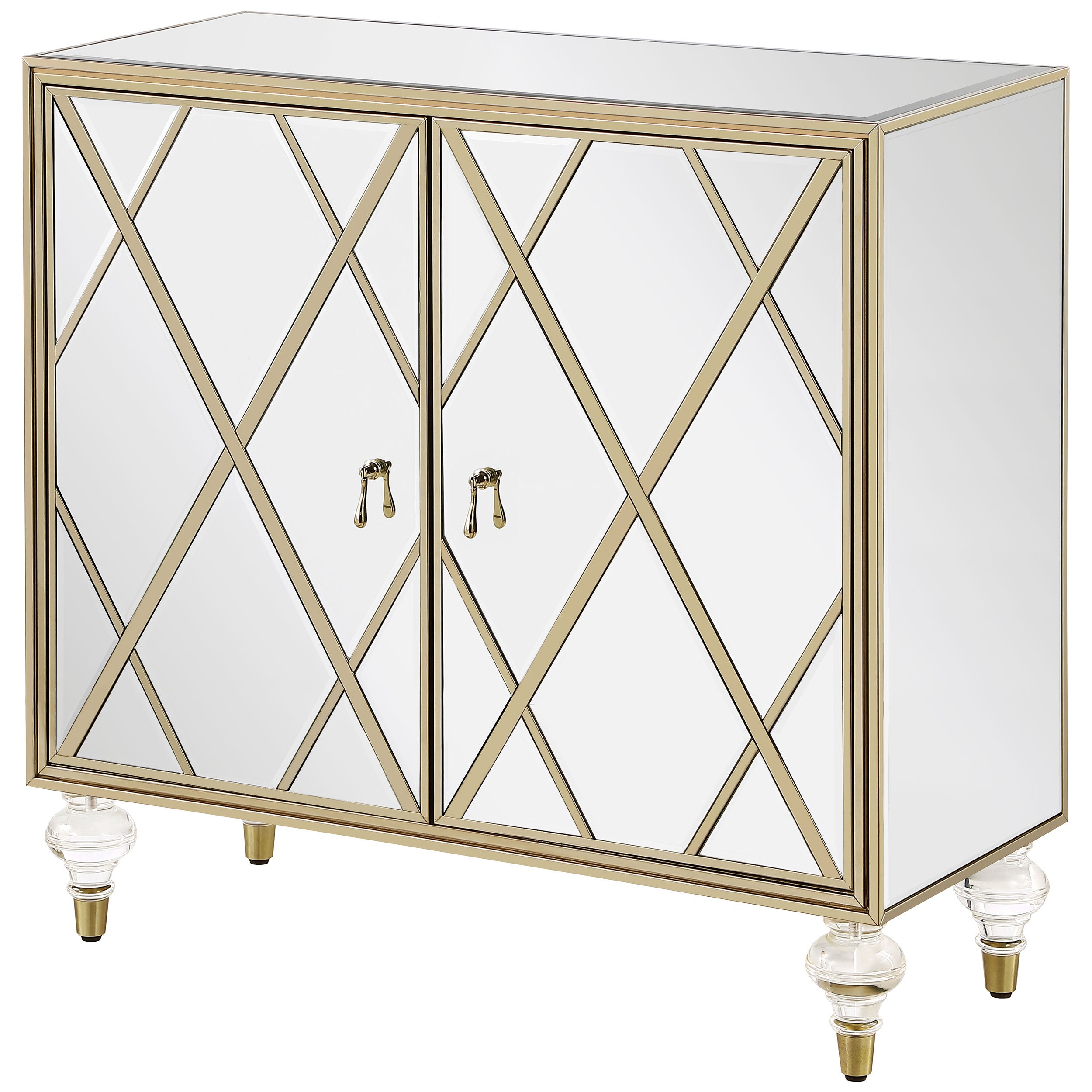 Coaster Astilbe 2-door Accent Cabinet Mirror and Champagne Default Title