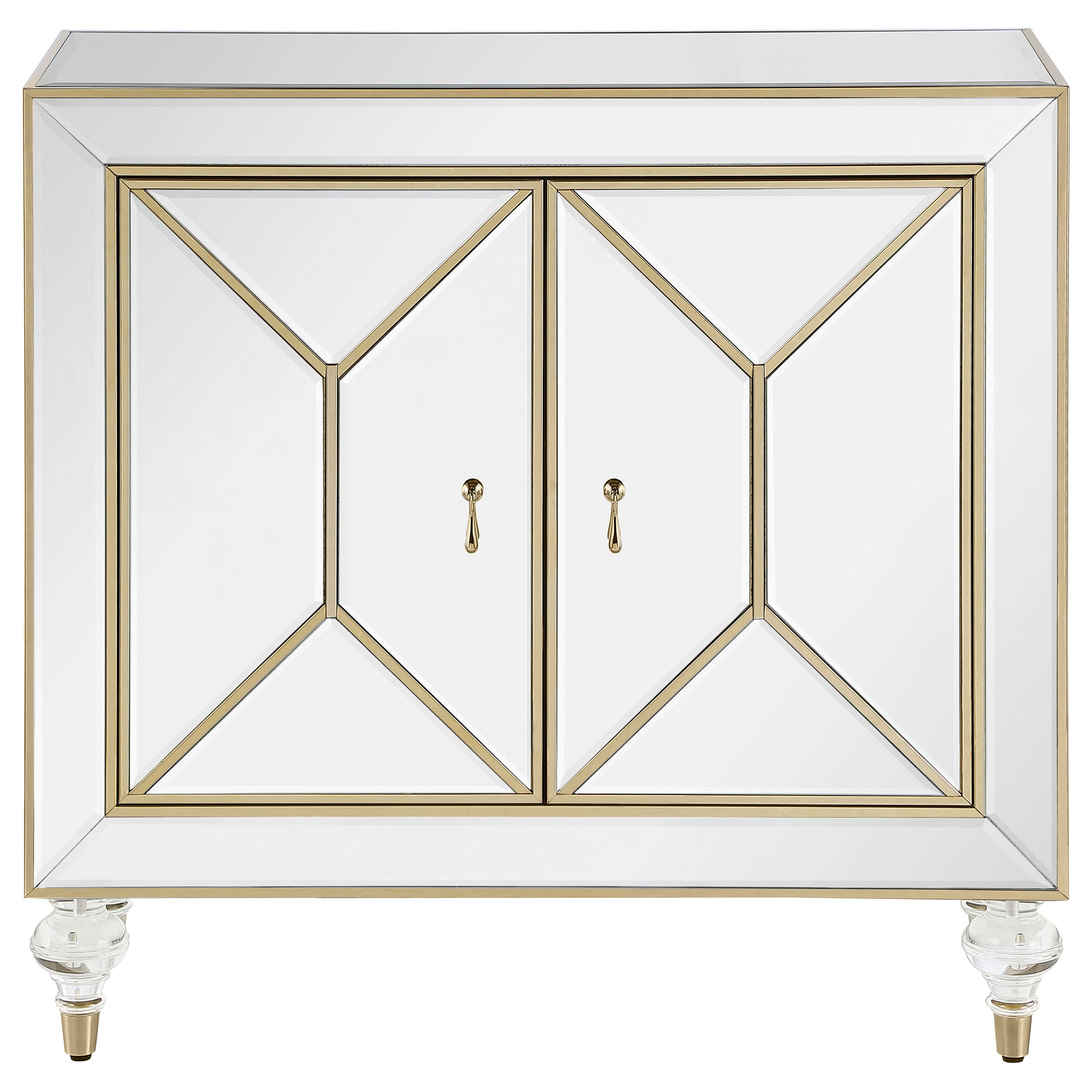 Coaster Lupin 2-door Accent Cabinet Mirror and Champagne Default Title