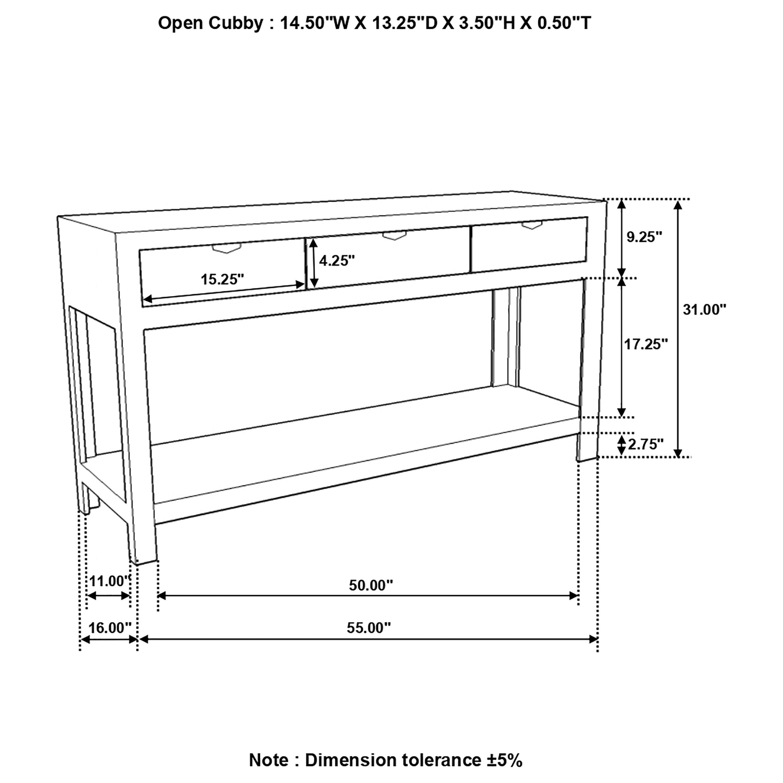 Coaster Esther 3-drawer Storage Console Table Natural Sheesham Default Title