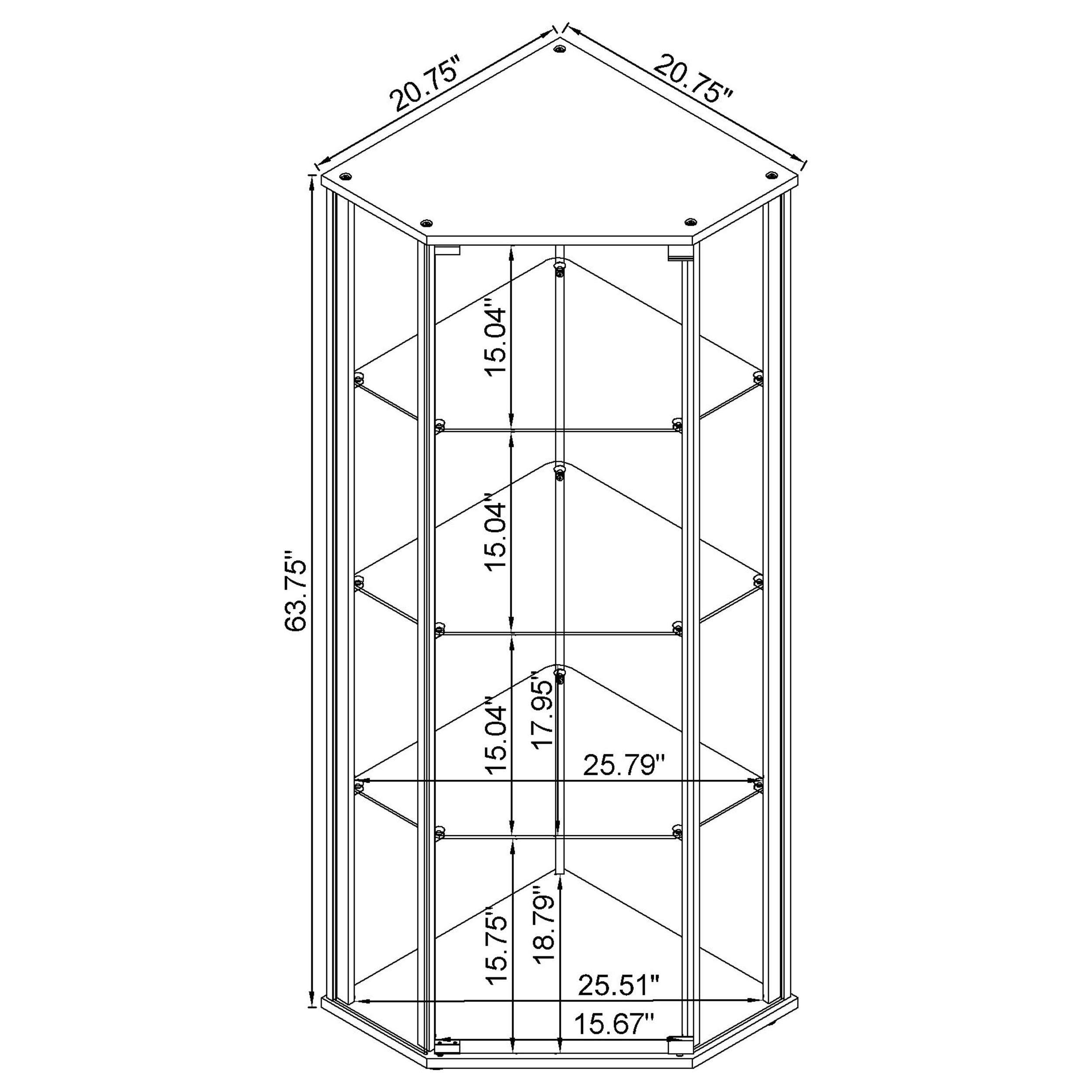 Coaster Zenobia Glass Shelf Curio Cabinet Clear and Black Default Title