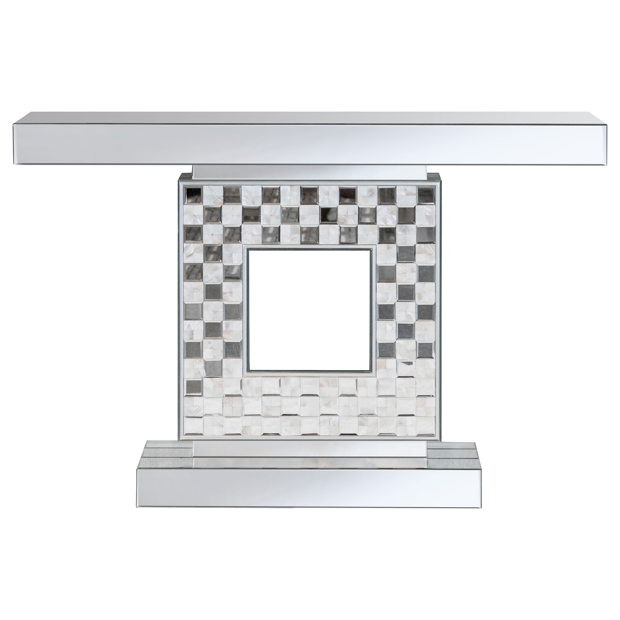 Coaster Claire Checkerboard Square Base Console Table Silver