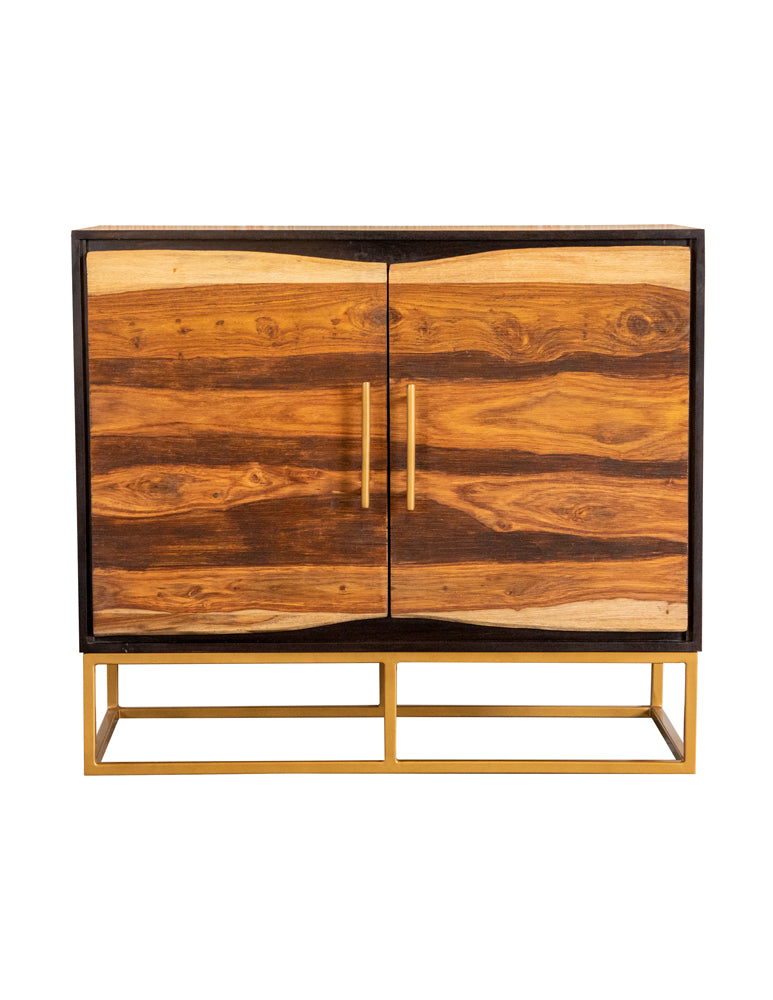 Coaster Zara 2-door Accent Cabinet Black Walnut and Gold Default Title