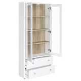 Hawthorne 4-shelf Glass Door Tall Cabinet with Drawers White