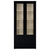 Hawthorne 4-shelf Glass Door Tall Cabinet with Drawers Black