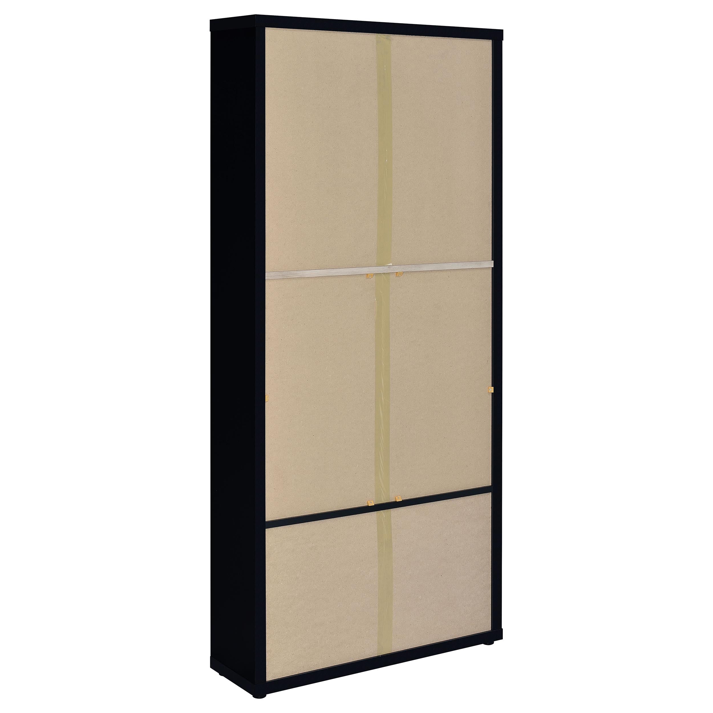 Hawthorne 4-shelf Glass Door Tall Cabinet with Drawers Black