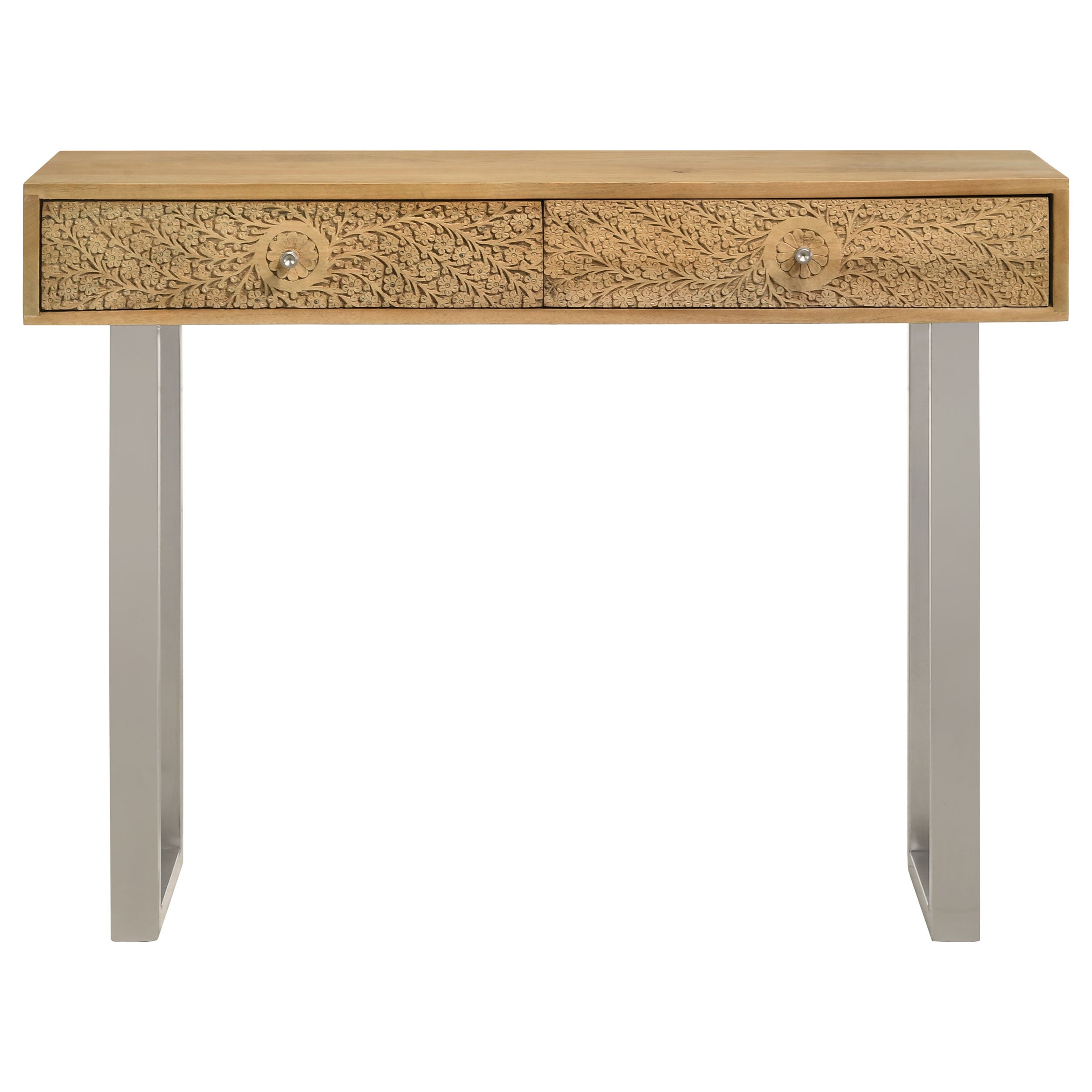 Coaster Draco Console Table with Hand Carved Drawers Natural Default Title