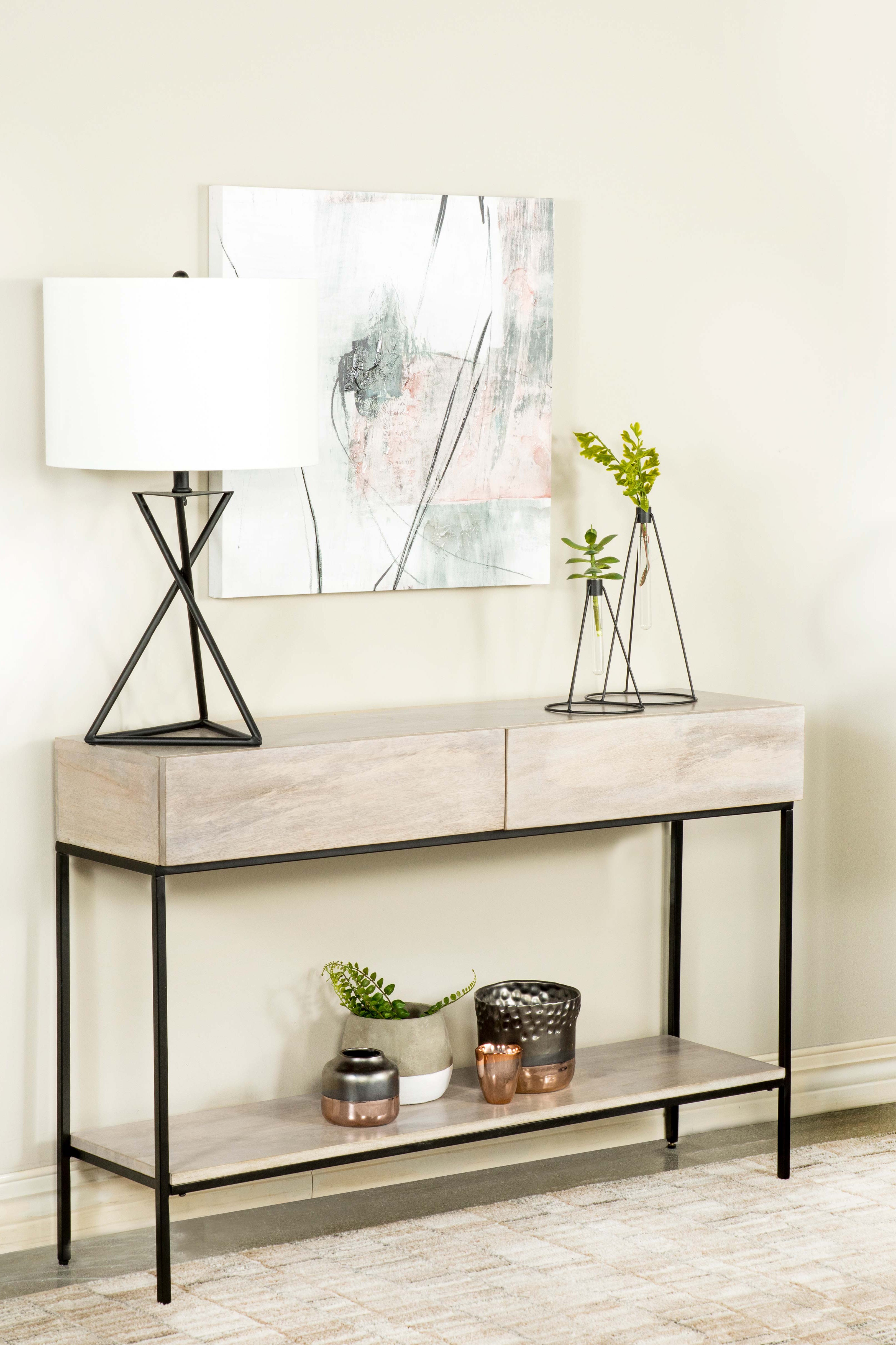 Coaster Rubeus 2-drawer Console Table with Open Shelf White Washed Default Title