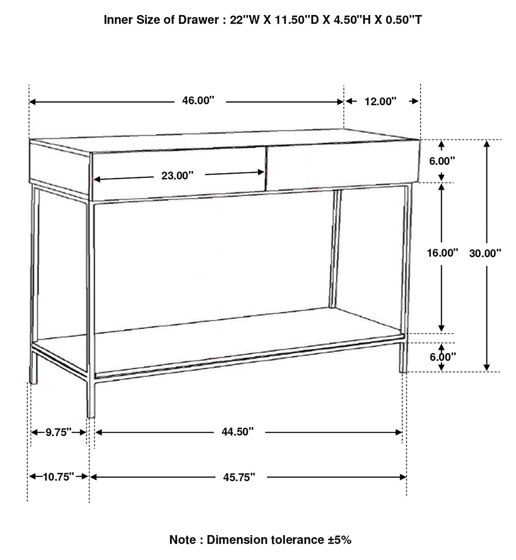 Coaster Rubeus 2-drawer Console Table with Open Shelf White Washed Default Title