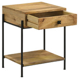 Coaster Declan 1-drawer Accent Table with Open Shelf Natural Mango and Black Default Title