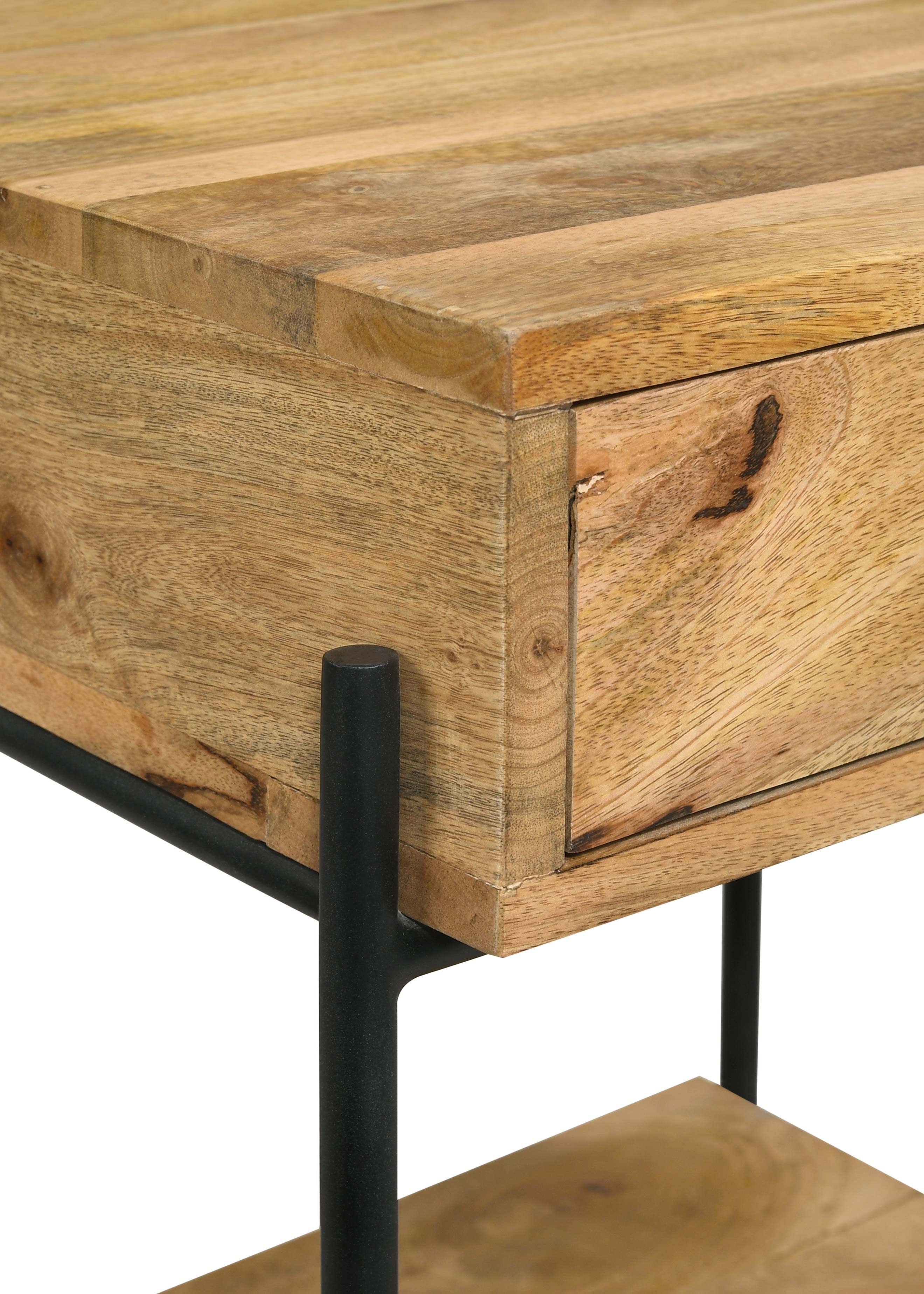 Coaster Declan 1-drawer Accent Table with Open Shelf Natural Mango and Black Default Title