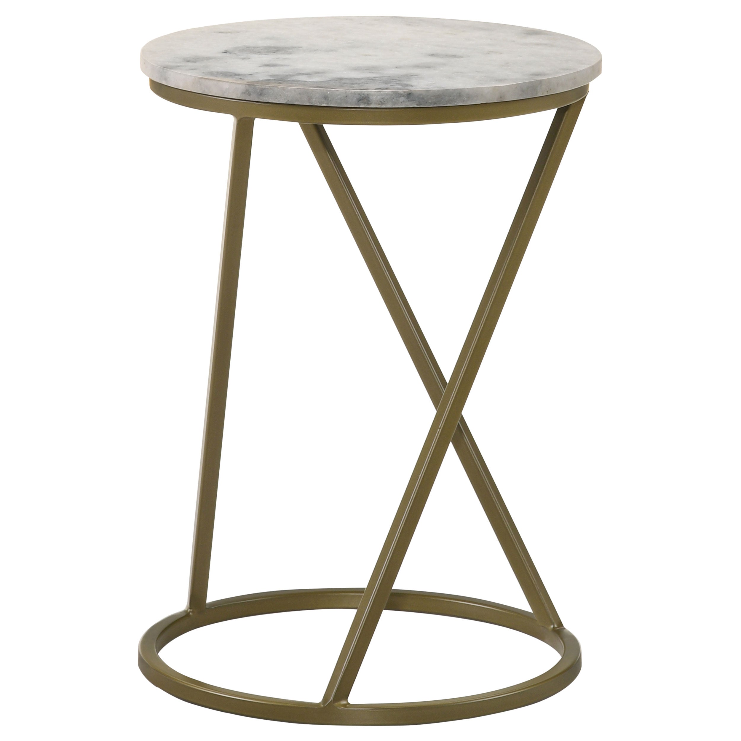 Coaster Malthe Round Accent Table with Marble Top White and Antique Gold Default Title