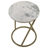 Coaster Malthe Round Accent Table with Marble Top White and Antique Gold Default Title