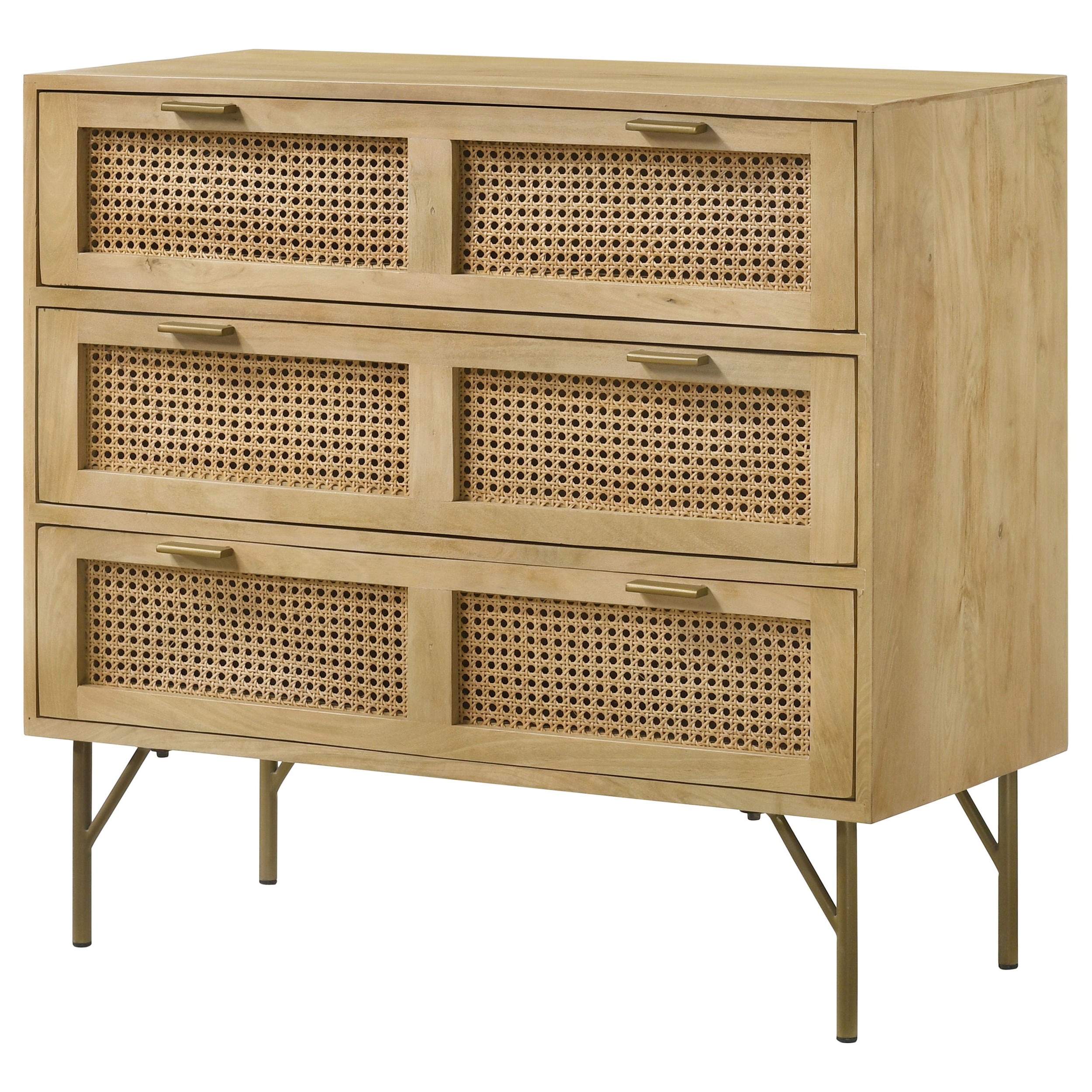 Coaster Zamora 3-drawer Accent Cabinet Natural and Antique Brass Default Title