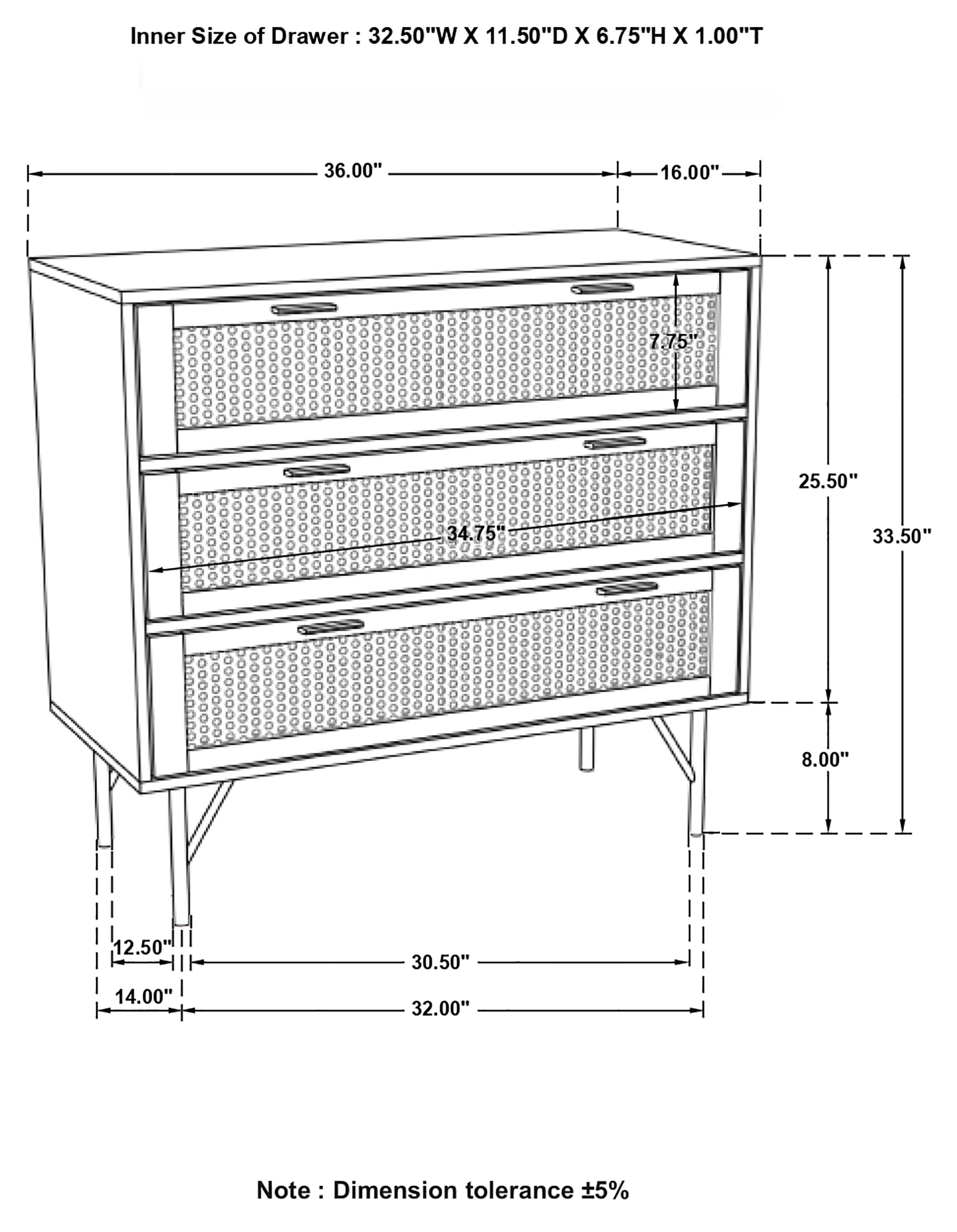 Coaster Zamora 3-drawer Accent Cabinet Natural and Antique Brass Default Title