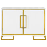 Coaster Elsa 2-door Accent Cabinet with Adjustable Shelves White and Gold Default Title