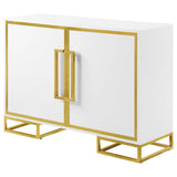 Coaster Elsa 2-door Accent Cabinet with Adjustable Shelves White and Gold Default Title