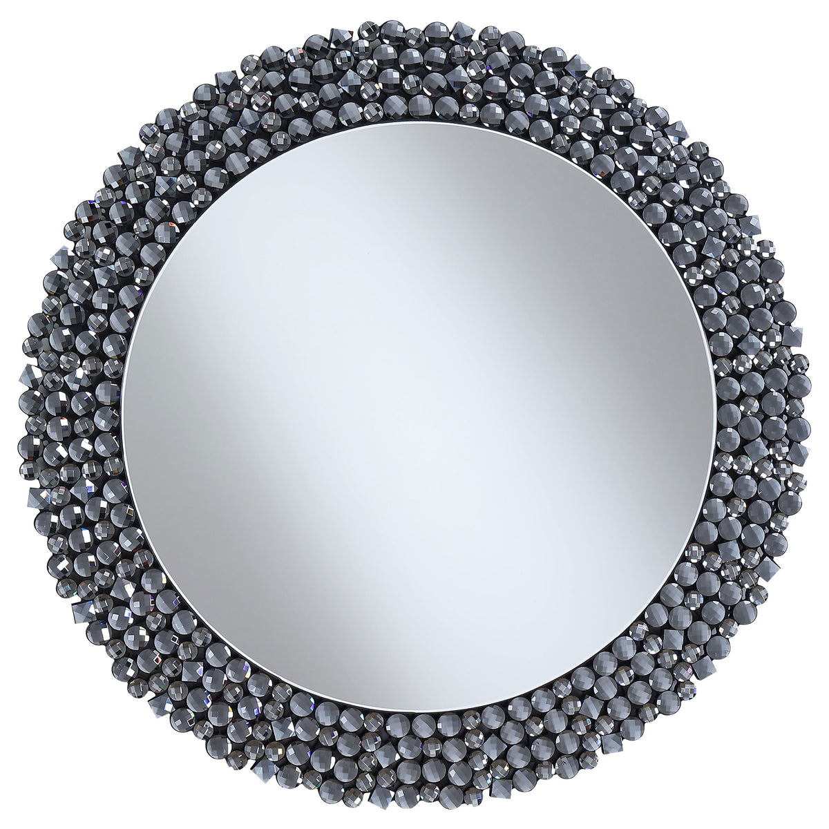 Coaster Claudette Round Wall Mirror with Textural Frame Grey Default Title