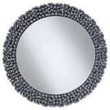 Coaster Claudette Round Wall Mirror with Textural Frame Grey Default Title