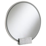 Coaster Jocelyn Round Table Top LED Vanity Mirror White Marble Base Chrome Frame Gold Frame