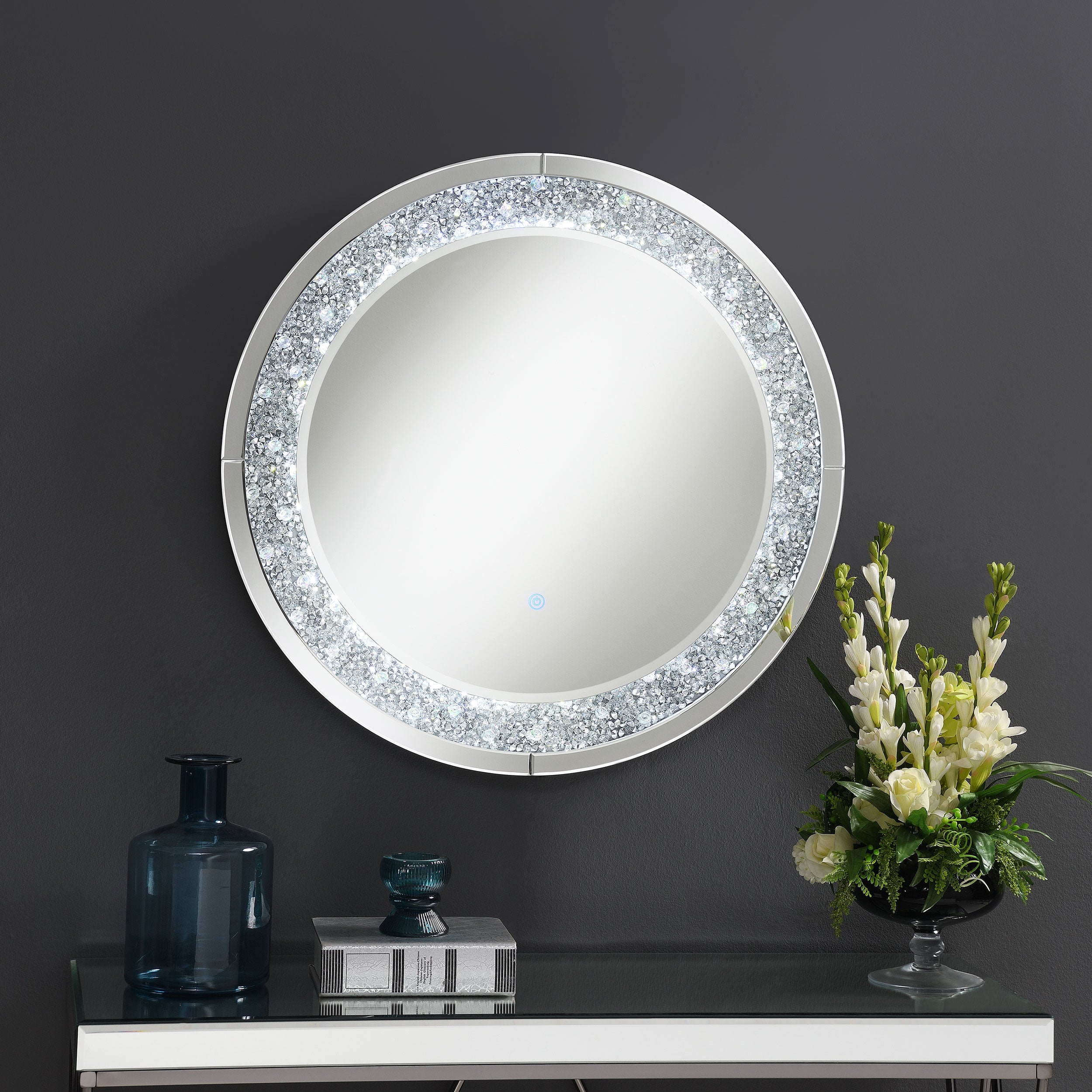 Coaster Lixue Round Wall Mirror with LED Lighting Silver Default Title