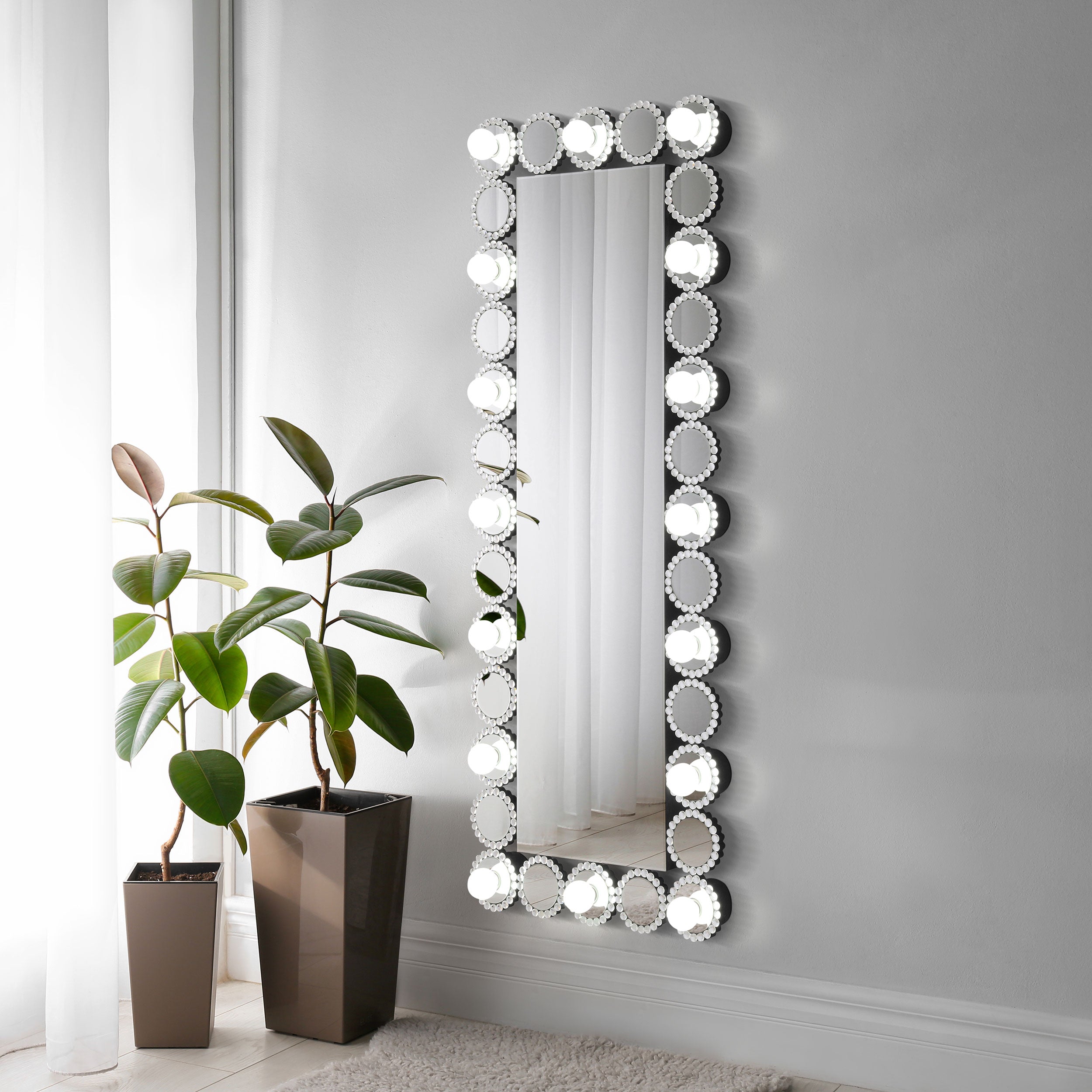 Coaster Aghes Rectangular Wall Mirror with LED Lighting Mirror Default Title