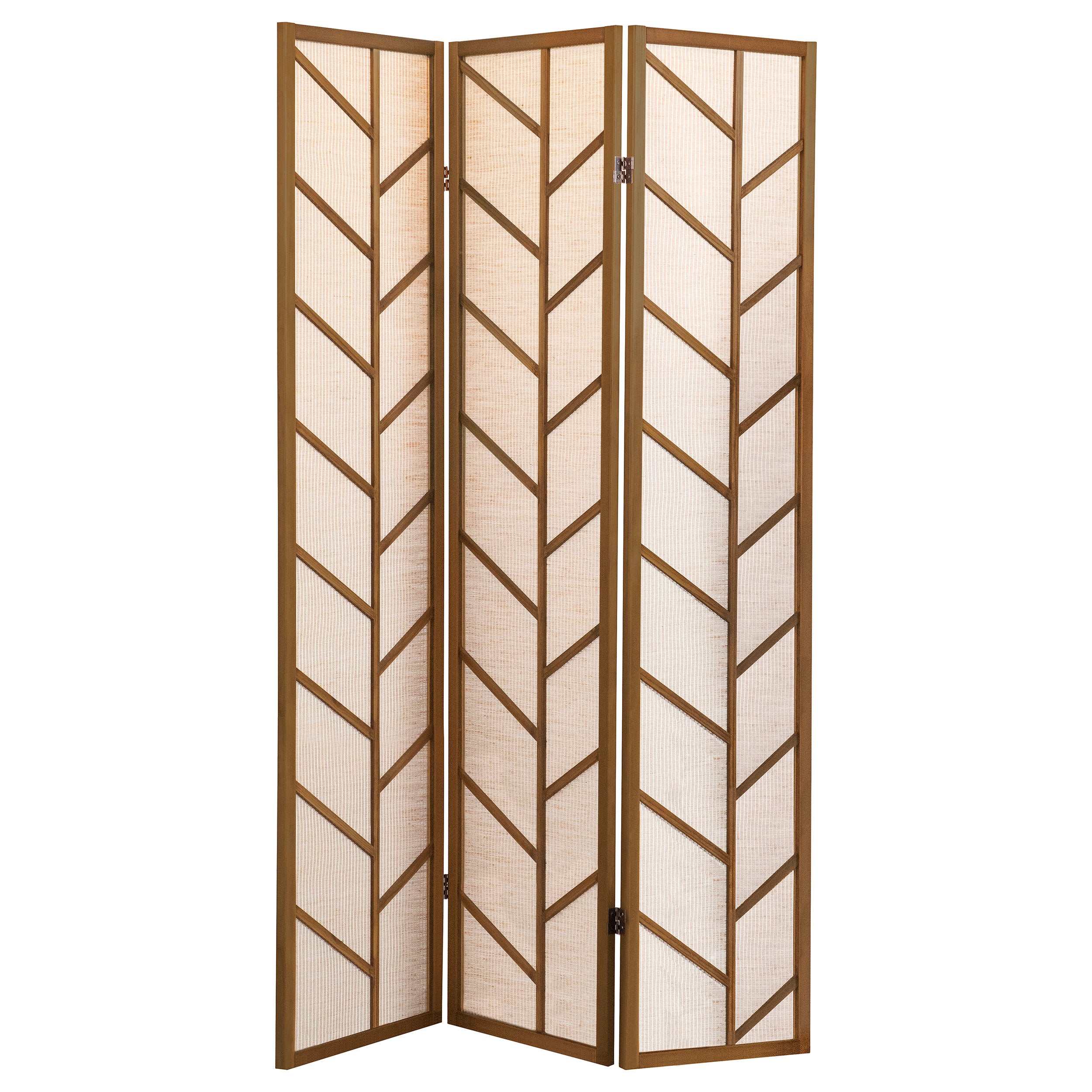 Coaster Mila Foldable 3-panel Screen Walnut and Linen Default Title