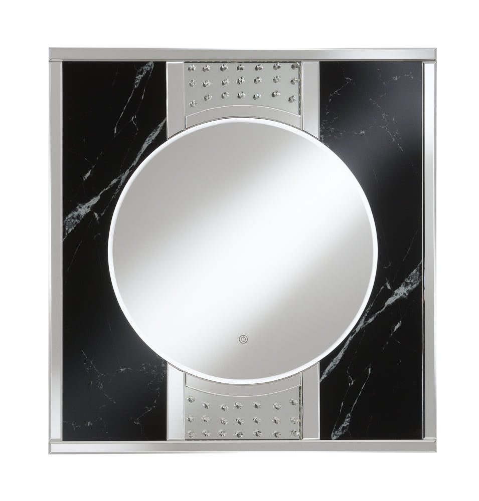 Coaster Carter Square LED Wall Mirror Silver and Black Default Title