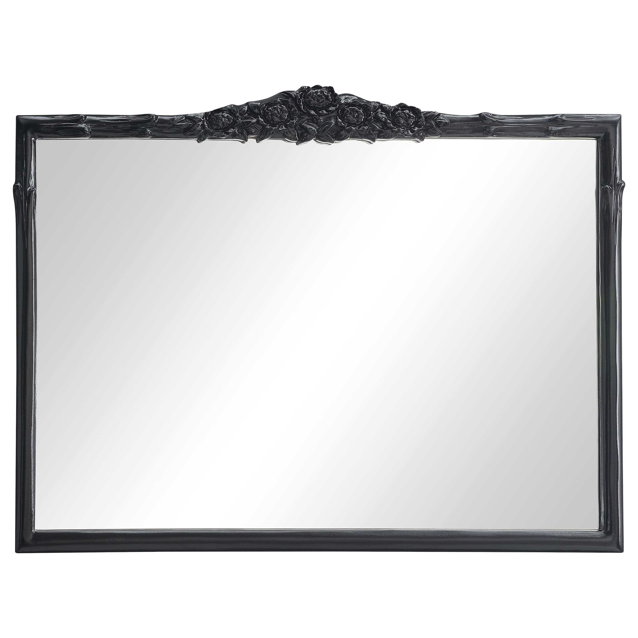 Coaster Sylvie French Provincial Rectangular Mantle Mirror Black Default Title