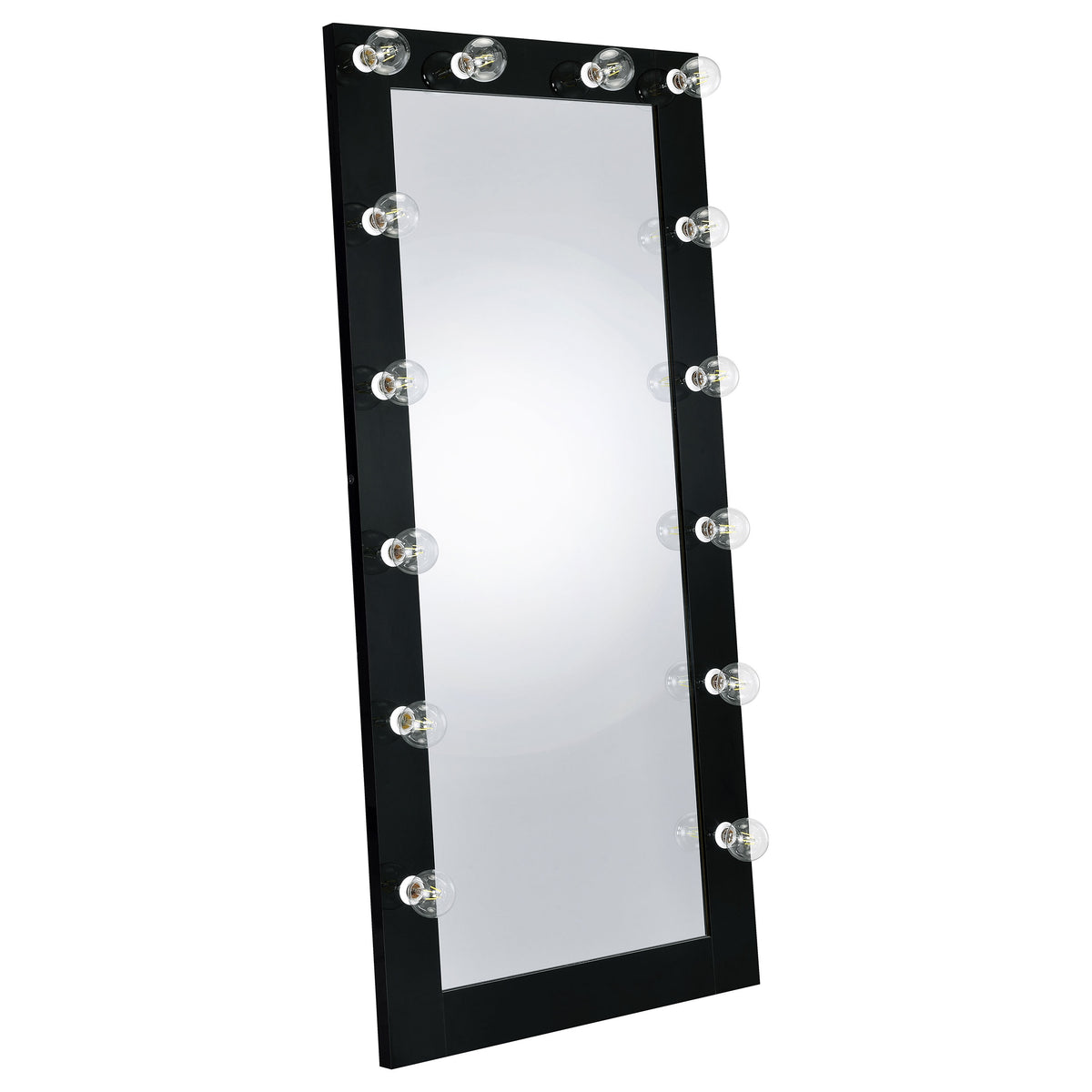 Coaster Zayan Full Length Floor Mirror With Lighting Black High Gloss Default Title