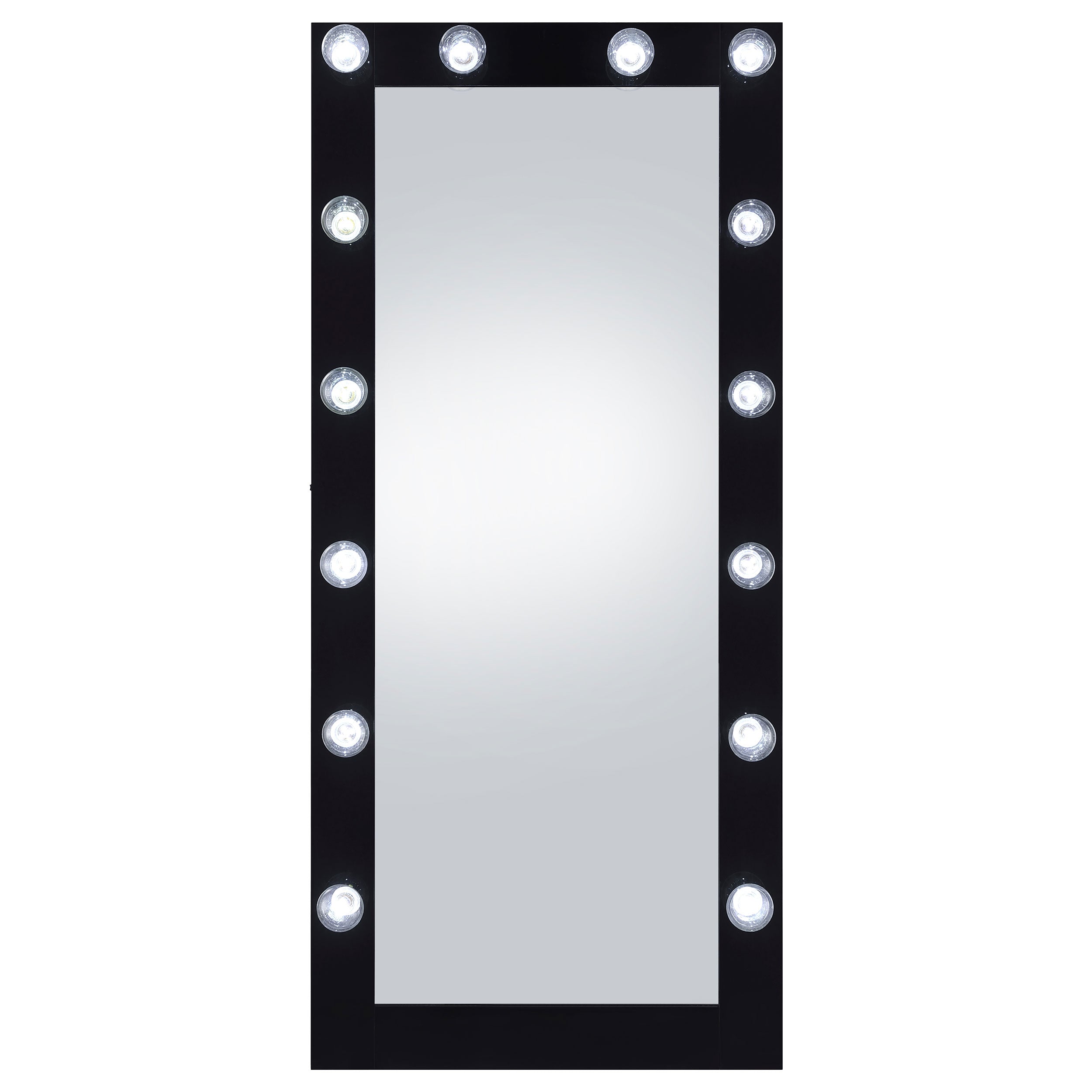 Coaster Zayan Full Length Floor Mirror With Lighting Black High Gloss Default Title