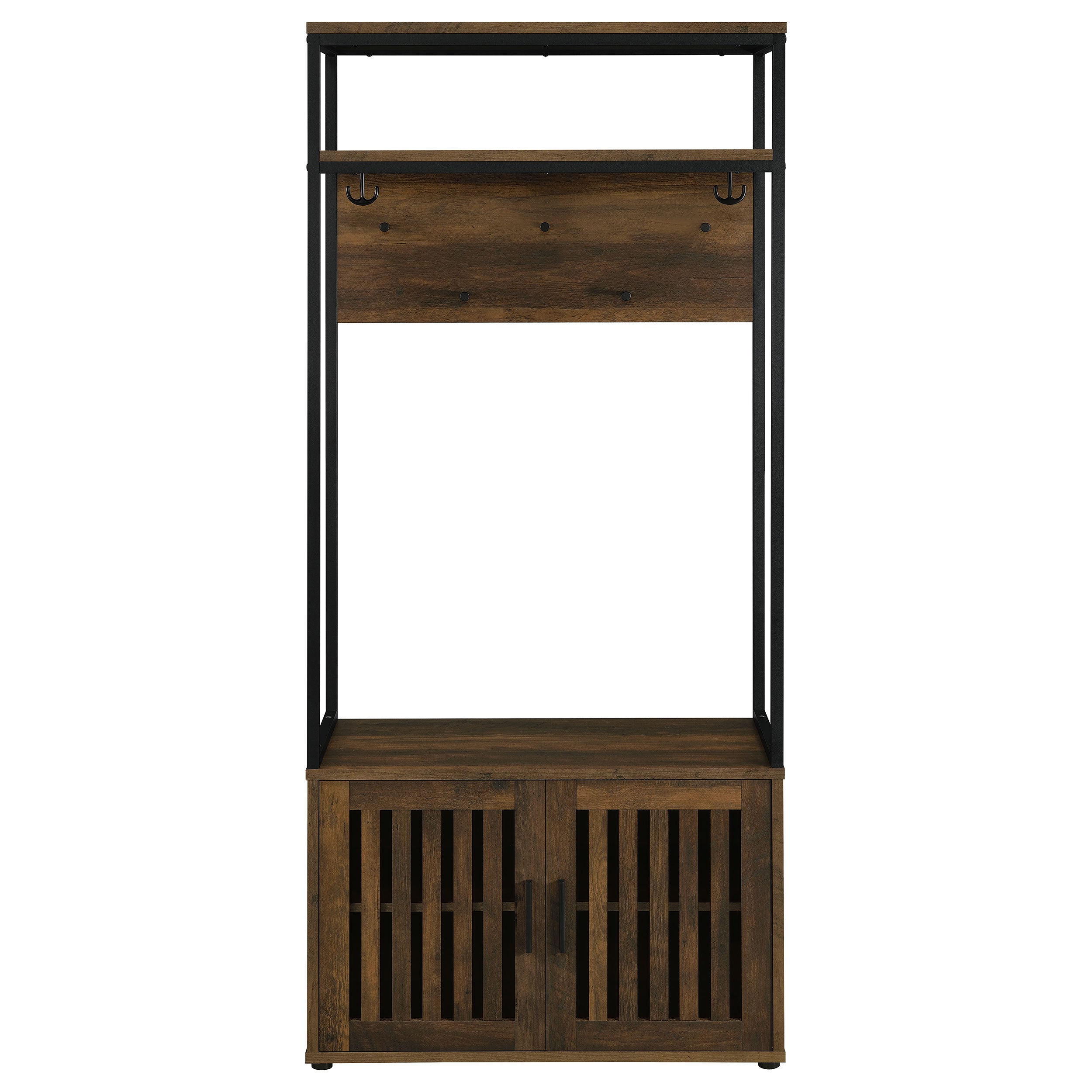 Coaster Quincy 2-door Engineered Wood Hall Tree Dark Pine and Black Default Title