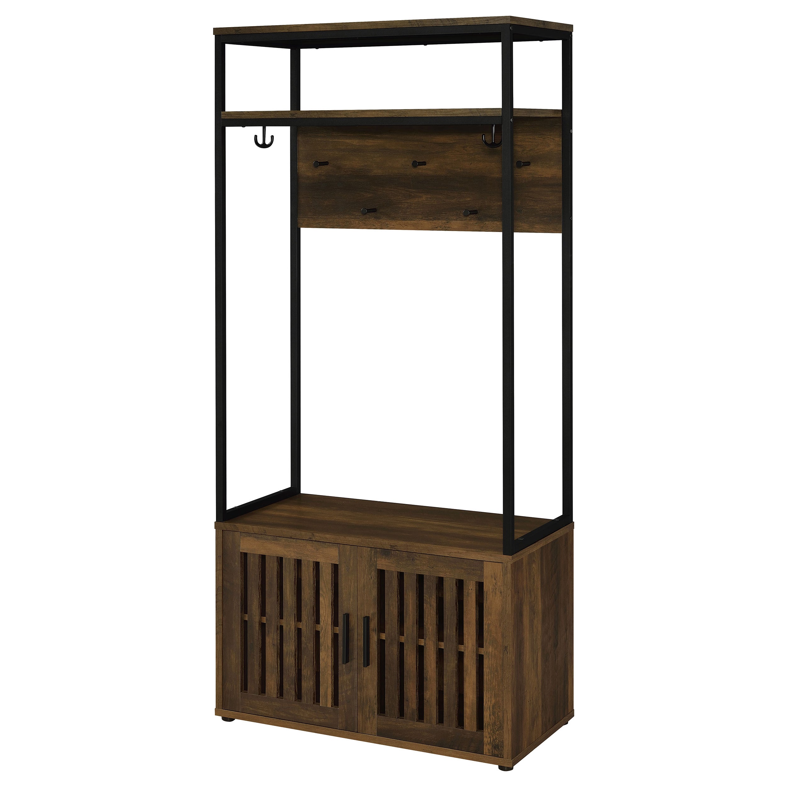 Coaster Quincy 2-door Engineered Wood Hall Tree Dark Pine and Black Default Title