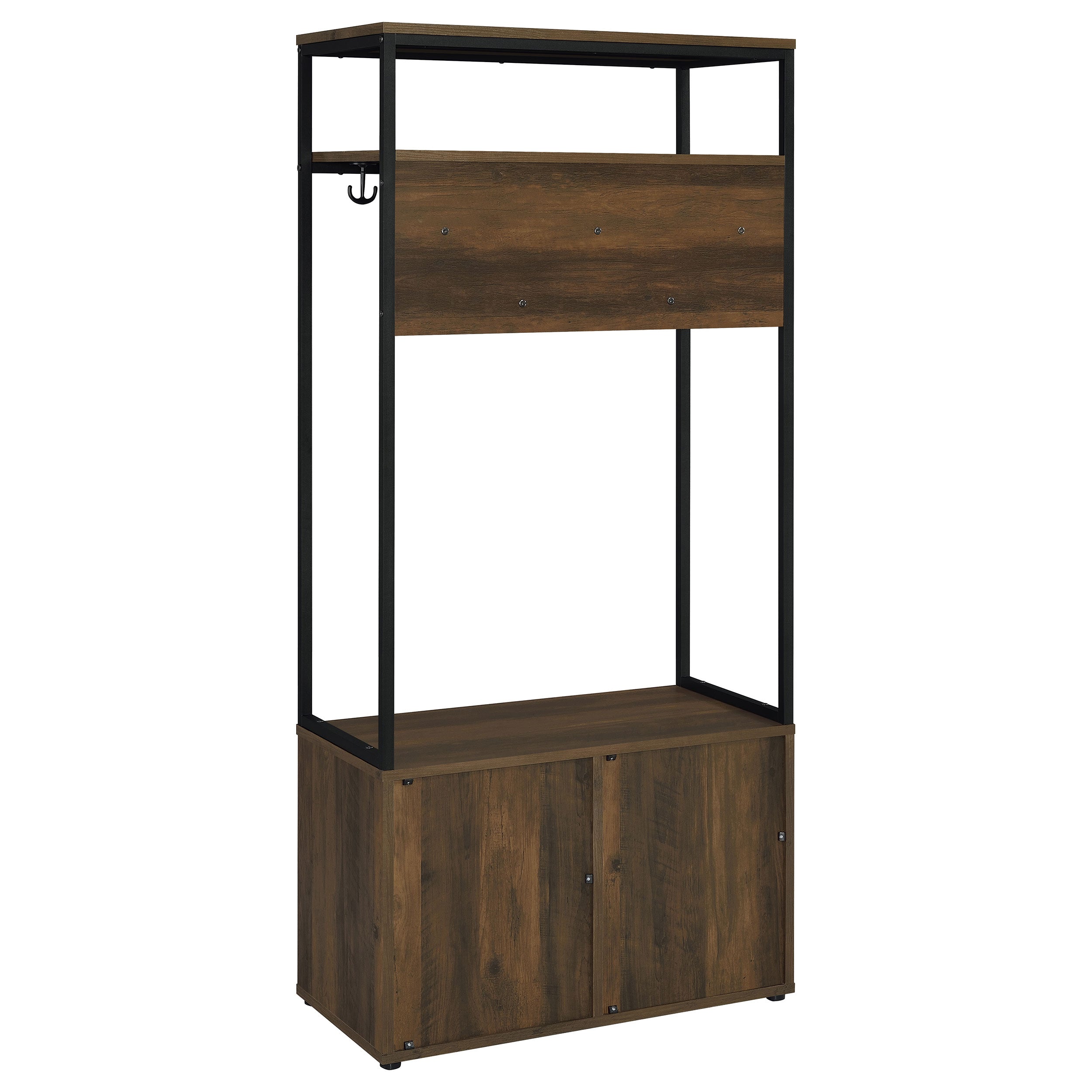 Coaster Quincy 2-door Engineered Wood Hall Tree Dark Pine and Black Default Title