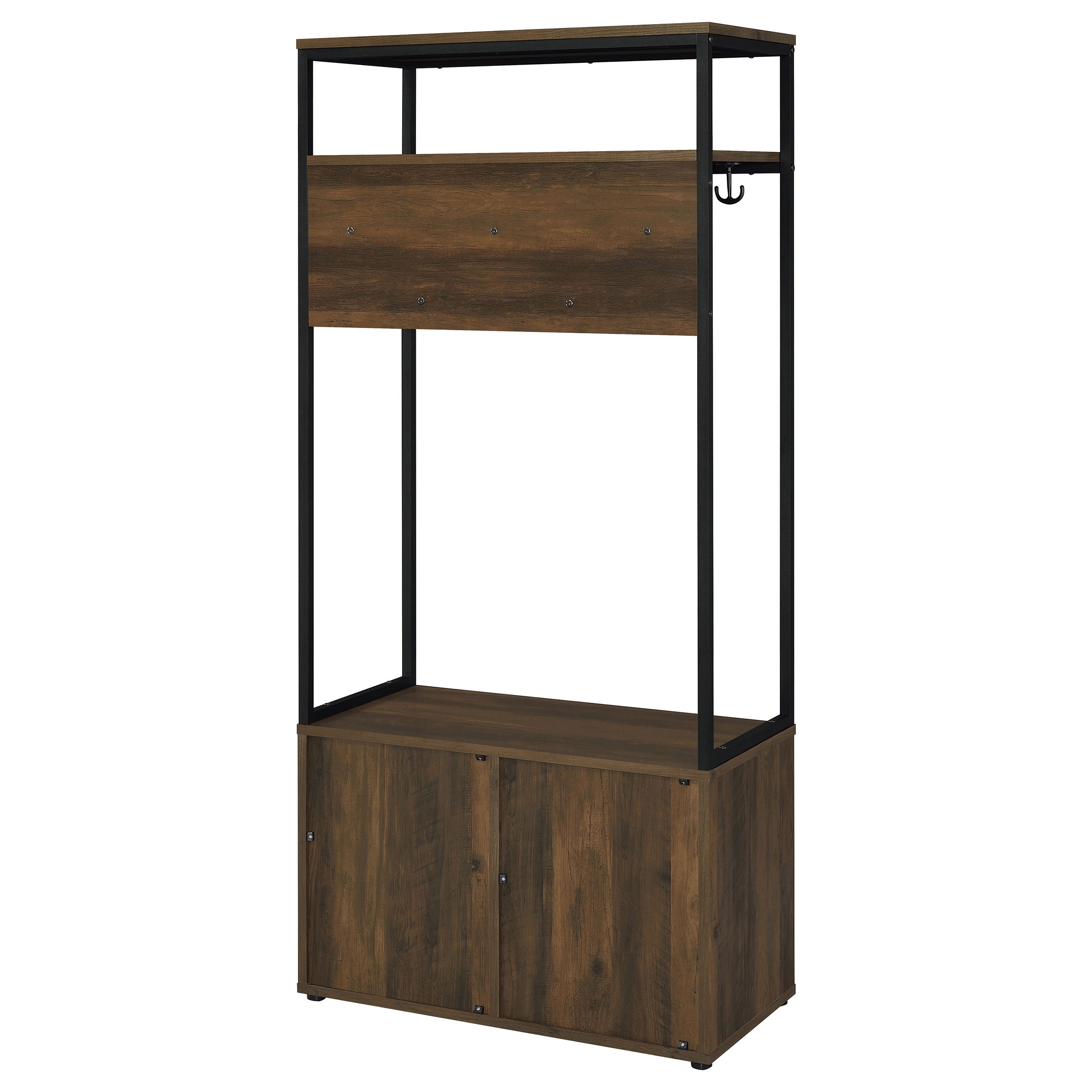 Coaster Quincy 2-door Engineered Wood Hall Tree Dark Pine and Black Default Title