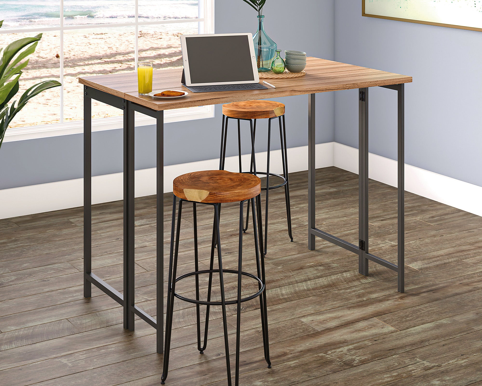 North Avenue  Modern Drop Leaf Table in Sindoori Mango